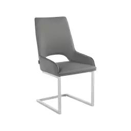 Lot de 2 chaises de salle à manger en PU anthracite et gris clair