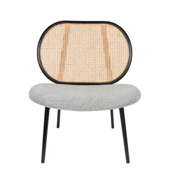 Fauteuil lounge en cannage gris