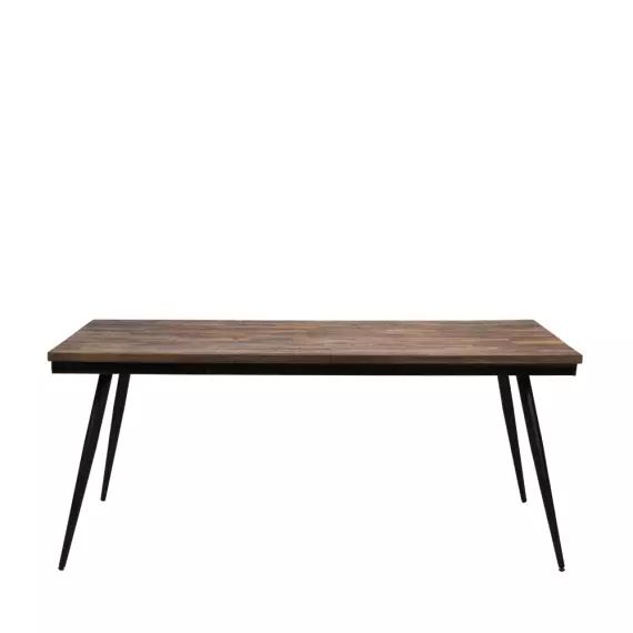 Ranggo – Table à manger en métal et teck recyclé 160x90cm – Couleur – Bois foncé / noir