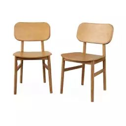 Lot de 2 chaises en bois d’hévéa, forme courbée