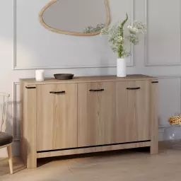 Buffet 3 portes 140 cm en bois clair