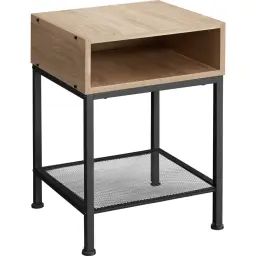 Table de chevet 40.5×40.5×52.5cm bois clair industriel -chêne