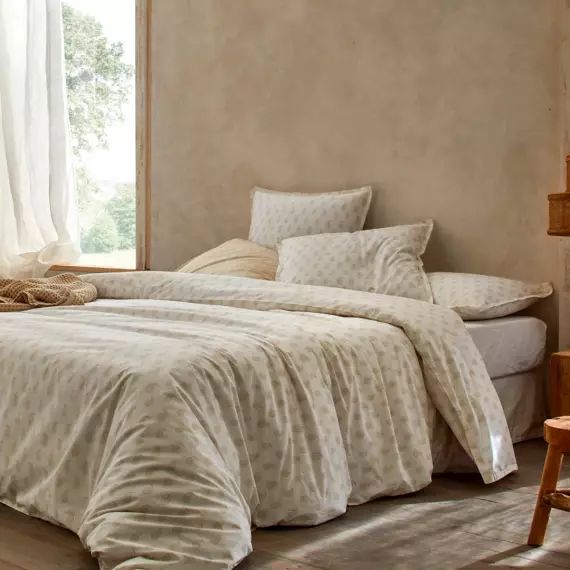 Housse de couette en percale de coton organic  140×200 cm sable