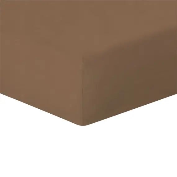 Drap housse lin lavé  140x190x30 caramel