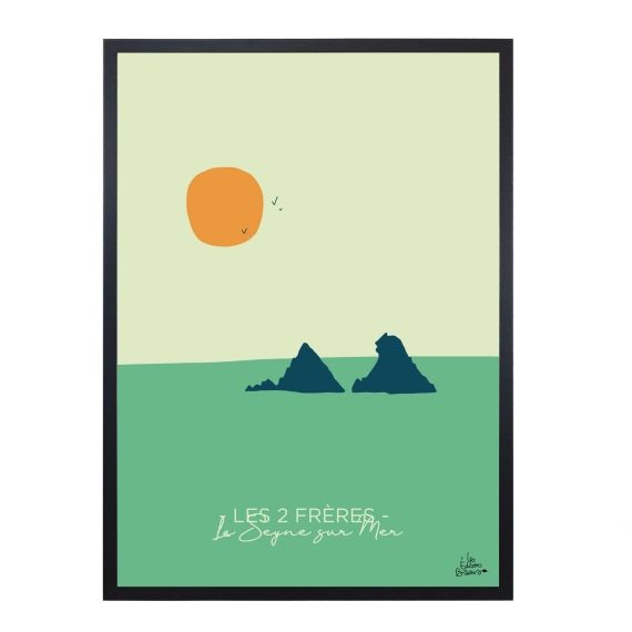 Affiche sud de la France méditerranée La Seyne vert cadre noir 50x70cm