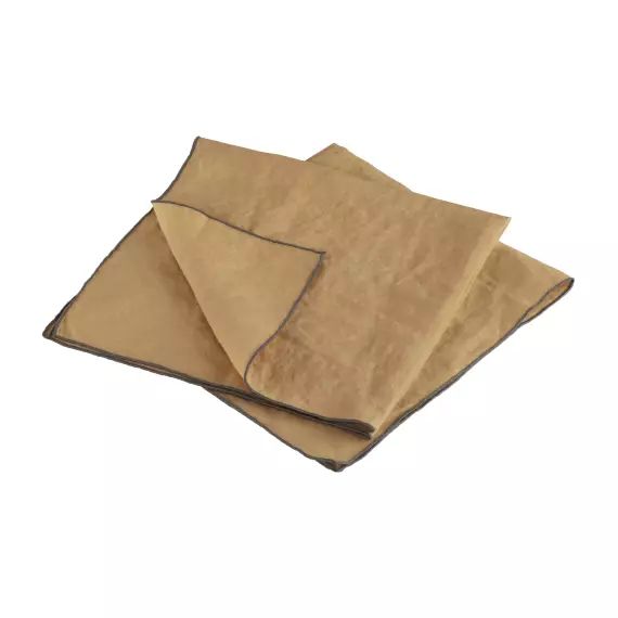 Lot de 2 serviettes de table en lin lavé 45×45 cm Caramel