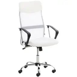 Chaise de bureau réglable pivotant en similicuir Blanc