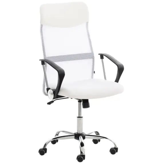 Chaise de bureau réglable pivotant en similicuir Blanc