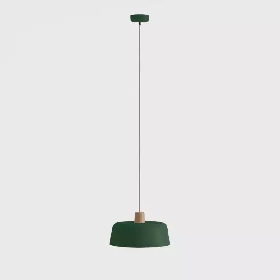 Luminaire suspension en métal kaki et bois, Modena