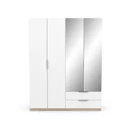 Armoire 4 portes, 2 tiroirs et 2 miroirs – L157,3 cm