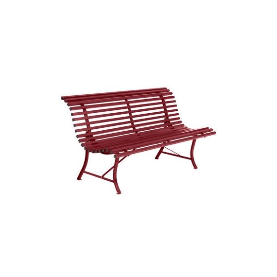 Banc avec dossier Louisiane en Métal, Acier électrozingué – Couleur Rouge – 150 x 105.7 x 80 cm – Designer Studio