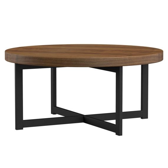 Table basse ronde en bois recyclé et métal