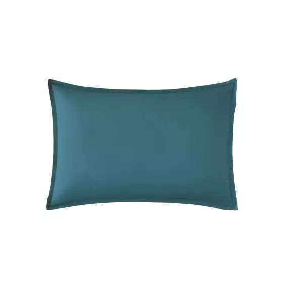 Taie d’oreiller en percale de coton bleu 50×70
