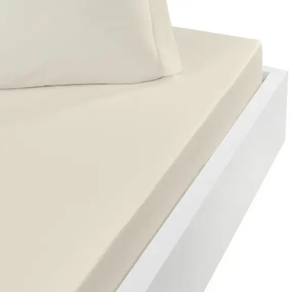 Drap housse en coton bonnet 30cm  ecru 120×190 cm