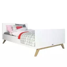 Lit 120×200 sommier inclus blanc naturel