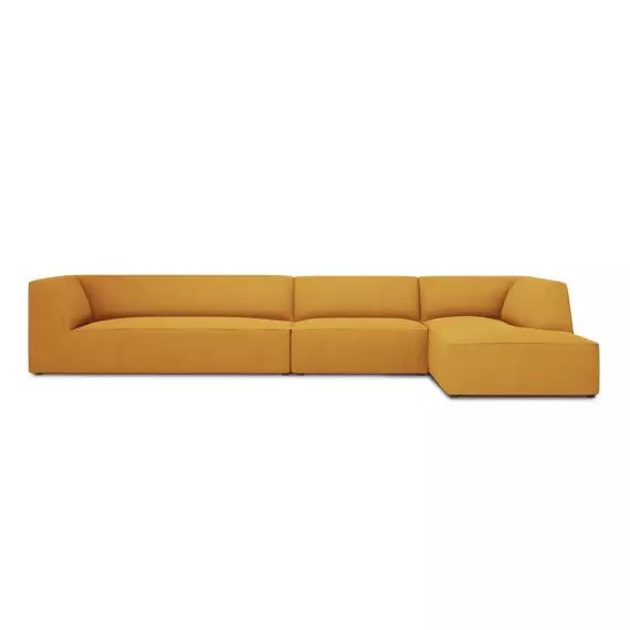 Canapé d’angle droit 5 places en tissu structurel jaune