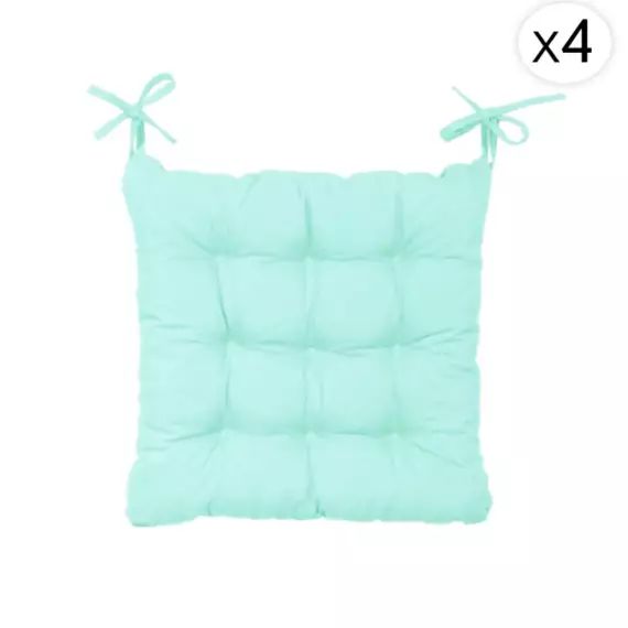 Lot de 4 Galettes de chaise en polyester 40 x 40 cm vert