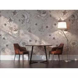 Papier peint panoramique motif floral Beige argile 288x280cm