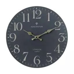 Horloge murale ronde effet bois noire Ø 33,8 cm