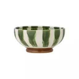 Saladier Vaisselle en Céramique, Grès – Couleur Vert – 26 x 26 x 12 cm