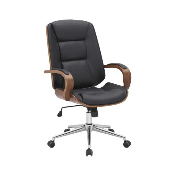 Chaise de bureau réglable en similicuir Noyer / Noir