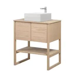 Meuble de salle de bain avec vasque effet bois clair