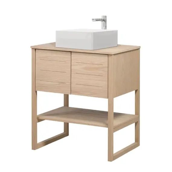 Meuble de salle de bain avec vasque effet bois clair