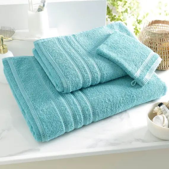 Drap de bain bleu 70×130 en coton