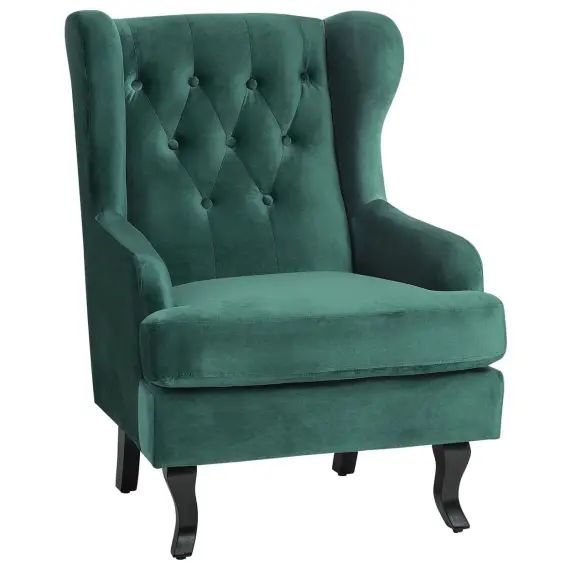 Fauteuil en velours vert foncé