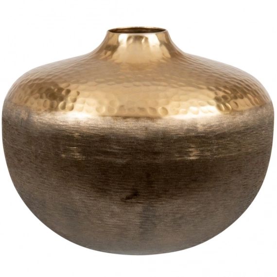 Vase boule en métal doré H20