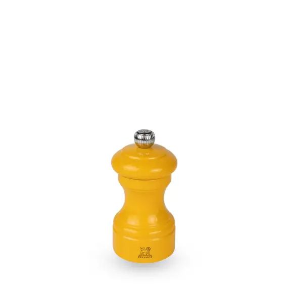 Moulin à poivre manuel en bois laqué jaune safran 10 cm