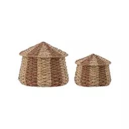 Panier Kids en Fibre végétale, Fibre de Bankuan – Couleur Beige – 18 x 18 x 17 cm