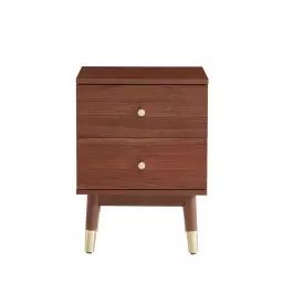 Grude – Table de chevet 2 tiroirs en bois – Couleur – Bois foncé