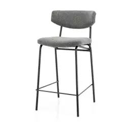 Crockett – Lot de 2 chaises de bar en tissu et métal H66cm – Couleur – Gris foncé