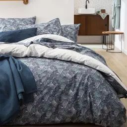 Parure de lit en percale de coton bleu/vert 140×200