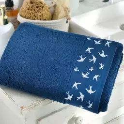 Drap de bain bleu 100×150 en coton