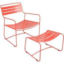 Set fauteuil & repose-pieds Surprising en Métal, Aluminium laqué – Couleur Rouge – 66 x 62 x 70 cm – Designer Harald Guggenbichler