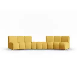 Canapé arrondi 5 places en tissu chenille jaune