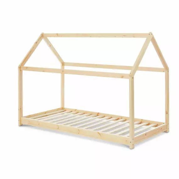 Lit enfant cabane bois massif en pin naturel