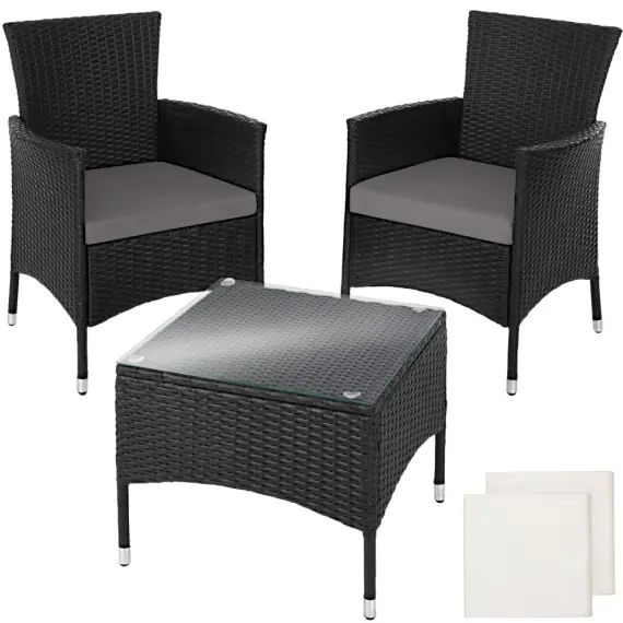Salon de jardin LUCERNE 2 places avec 2 sets de housses noir