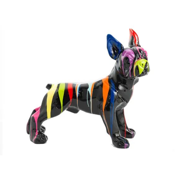 Bulldog français debout    90 cm en résine  noir