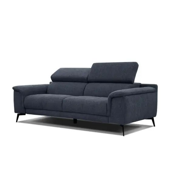 Canapé droit 3 places tissu bleu foncé