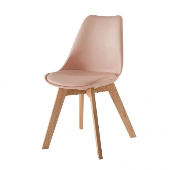 Chaise style scandinave rose poudré et chêne massif Ice