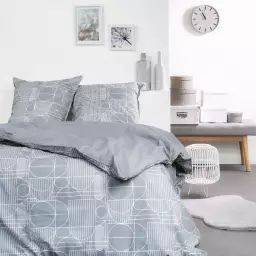 Parure de lit en Coton Gris 240×220 cm
