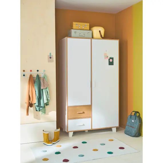 Armoire 2 portes + 2 tiroirs LIGNE HOPLA blanc