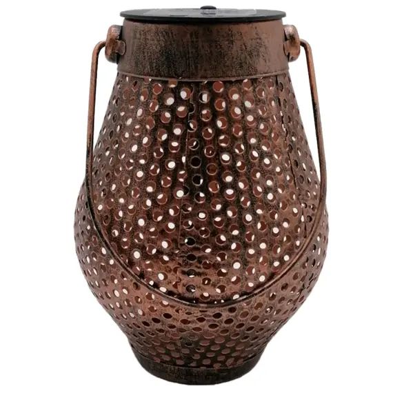 Lanterne solaire décorative Métal CuivreH17cm