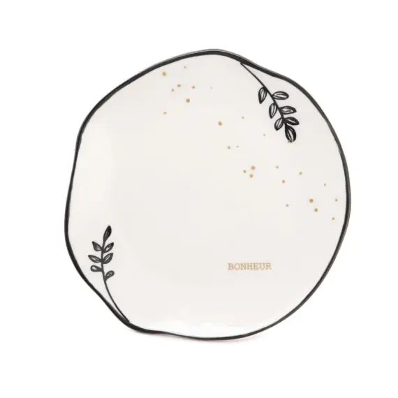 Lot de 6 assiettes à dessert    en grès  décoré