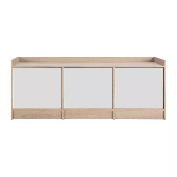 Meuble TV 3 portes L.139 cm MOSCU imitation chêne et blanc