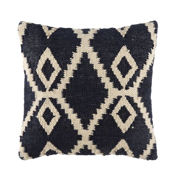 Coussin d’extérieur tissé jacquard noir motifs graphiques 45×45