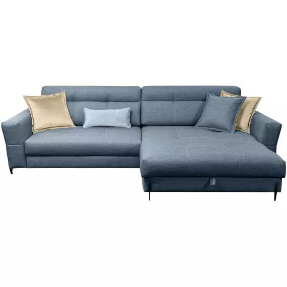 Canapé d&rsquo;angle convertible 4 places JERSEY coloris bleu